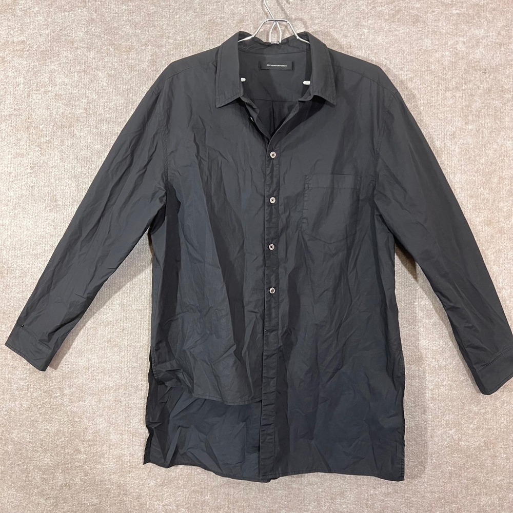 NOT CONVENTIONAL Button Up Shirt Mens Free Asymmetrical Longline Avant Garde